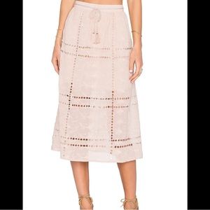 House of Harlow x Revolve Pink Lace Midi Skirt